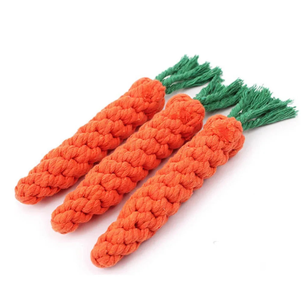 carrot-shaped durable fleece rope chew toy for dogs, bite-resistant design for teeth cleaning, ideal for small & large dogs, perfect for indoor & outdoor interactive play