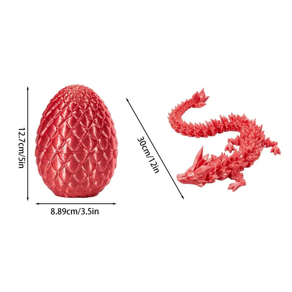 crystal dragon action figures 3d printed articulated dragon with egg dinosaur christmas fidget toy for girls kids easter basket