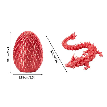 Crystal Dragon Action Figures 3D Printed Articulated Dragon With Egg Dinosaur Christmas Fidget Toy For Girls Kids Easter Basket