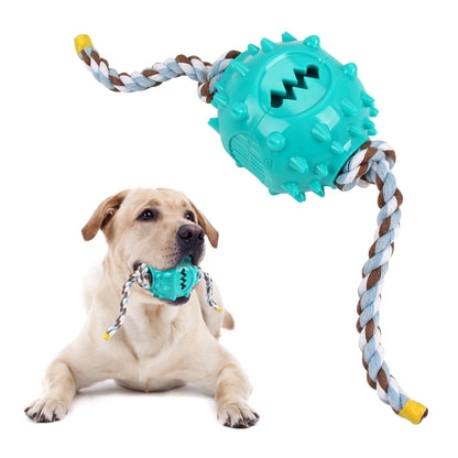 Durable Rubber Dog Chew Toy for Teeth Cleaning and Anti-Bite Training, Interactive Slow Feeder and Food Dispenser, Pet Play Ball for Small to Medium Dogs