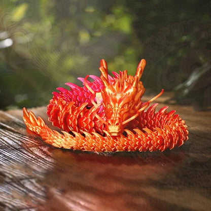 3D Printed Luminous Chinese Loong Flexible Dragon Figurine Home Decoration Gifts