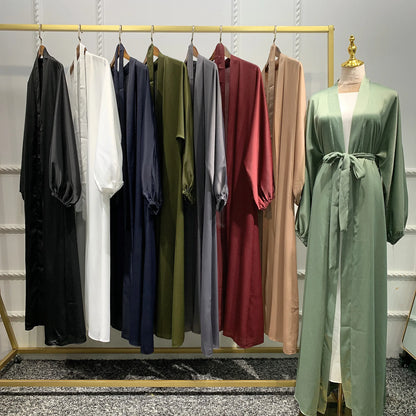 Prayer Clothes Women Satin Cardigan Robe Islamic Long-Sleeved Dress 2024 - Modest Fashion, Comfortable Fit, Ideal for Daily Wear and Special Occasions