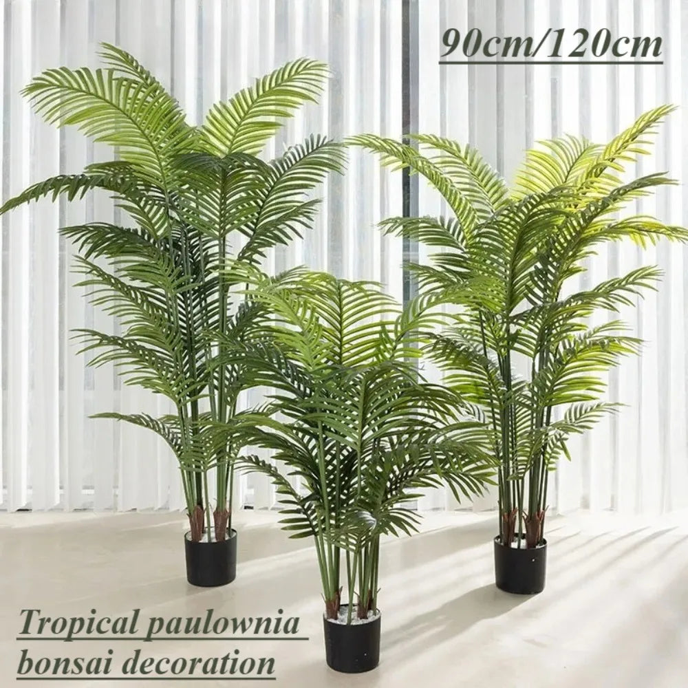 artificial palm tree 90/120cm, plastic 9-leaf tropical plant for indoor floor, garden, exhibition display, home bonsai decoration, realistic scattered tail design