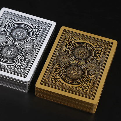 1PCS Silver Gold Foil Border Playing Cards Washable PVC Poker Game 63x88mm - Durable Stylish Deck for All Card Games, Easy to Clean, Perfect for Game Night and Parties