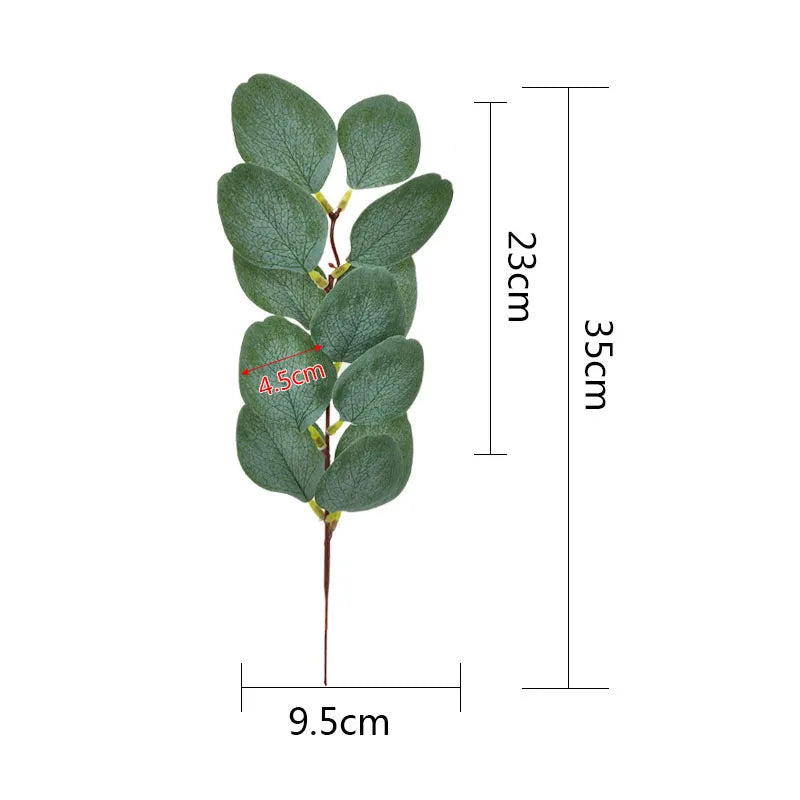 artificial eucalyptus leaves, 1/5pcs, green plastic decor branches, ideal for weddings, home decor, diy crafts, christmas wreaths, outdoor or exhibition use