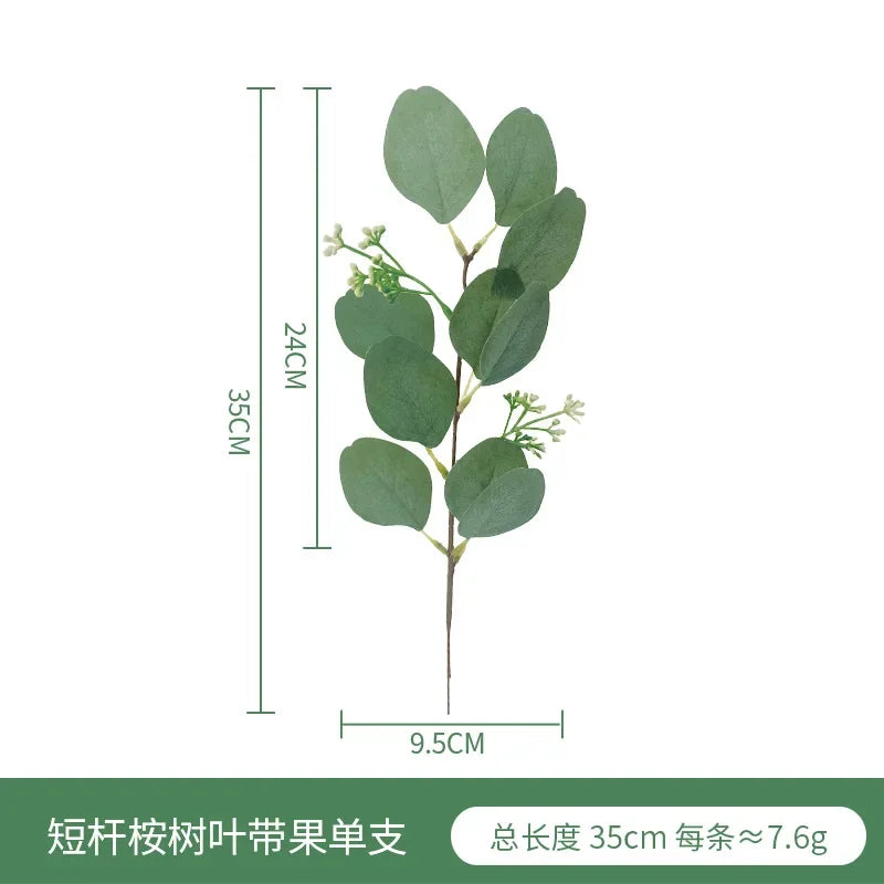 artificial eucalyptus leaf arrangement - plastic decorative plant for weddings, showers, home or exhibition use - ideal for desktop and outdoor display