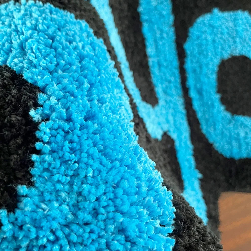 blue you irregular tufting rug bedroom mat geometric living room carpet floor tidy foot pad bedside doormat aesthetic home decor for stylish interiors