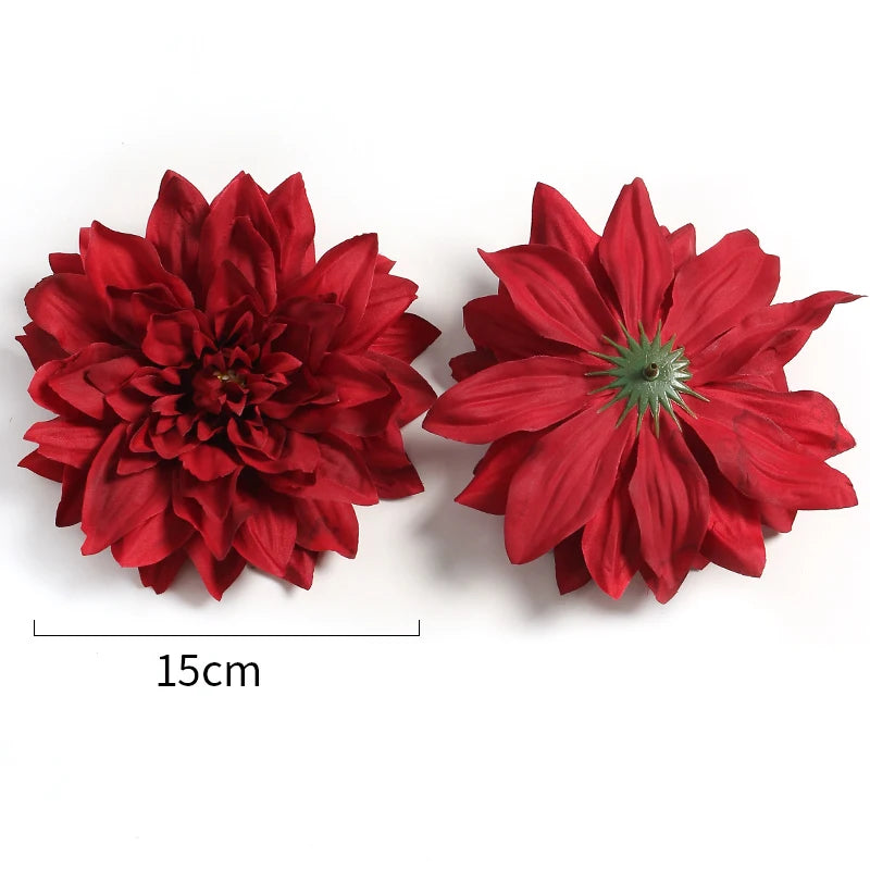 artificial dahlia & chrysanthemum flower heads, 5/10pcs, 15cm, silk diy home decor, bridal bouquet accessories, party, anniversary, indoor decoration