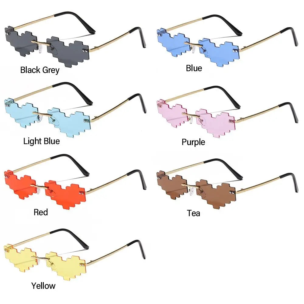 novel mosaic heart sunglasses funny pixelated mosaic glasses retro gamer robot eyeglasses cosplay party glasses for men women - uv protection stylish retro eyewear