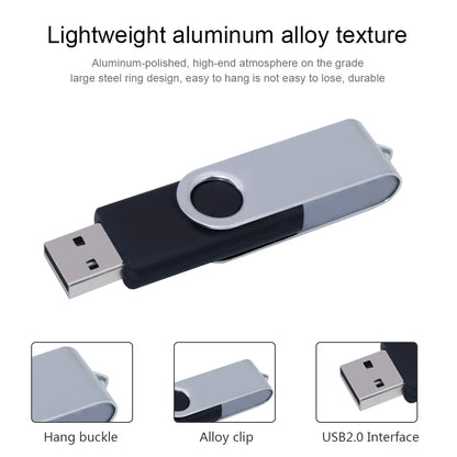 USB Flash Drive 128GB 64GB 32GB 16GB 8GB 4GB Swivel Design, Metal Pen Drive, Cle USB 2.0 Portable Memory Stick, Multiple Colours, CE & RoHS Certified, Real Capacity
