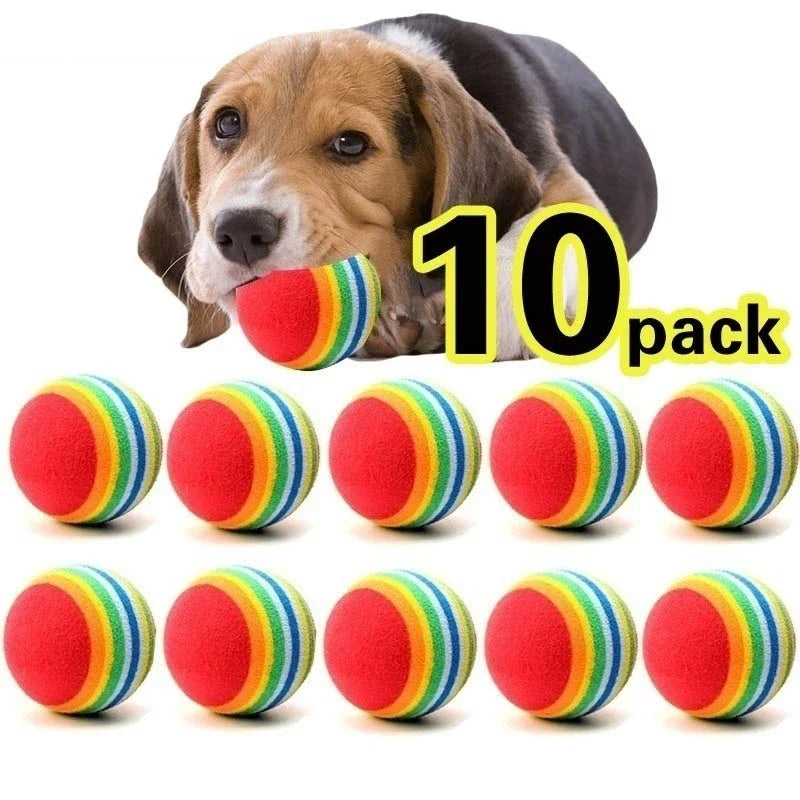 pack of 10 non-toxic eva dog chew toys, soft and durable, bright colours for fetch and play, ideal for indoor and outdoor use, suitable for all dog sizes and ages