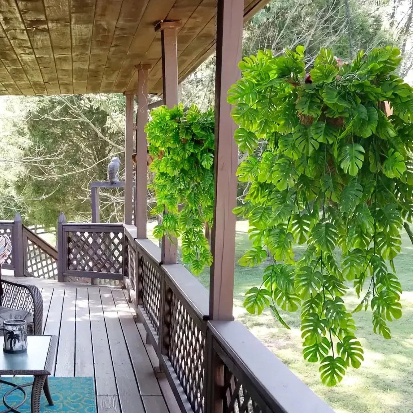 artificial 79cm hanging vine plant for home and garden decor, plastic persian fern and turtle leaf for wedding, party, balcony, and exhibition use