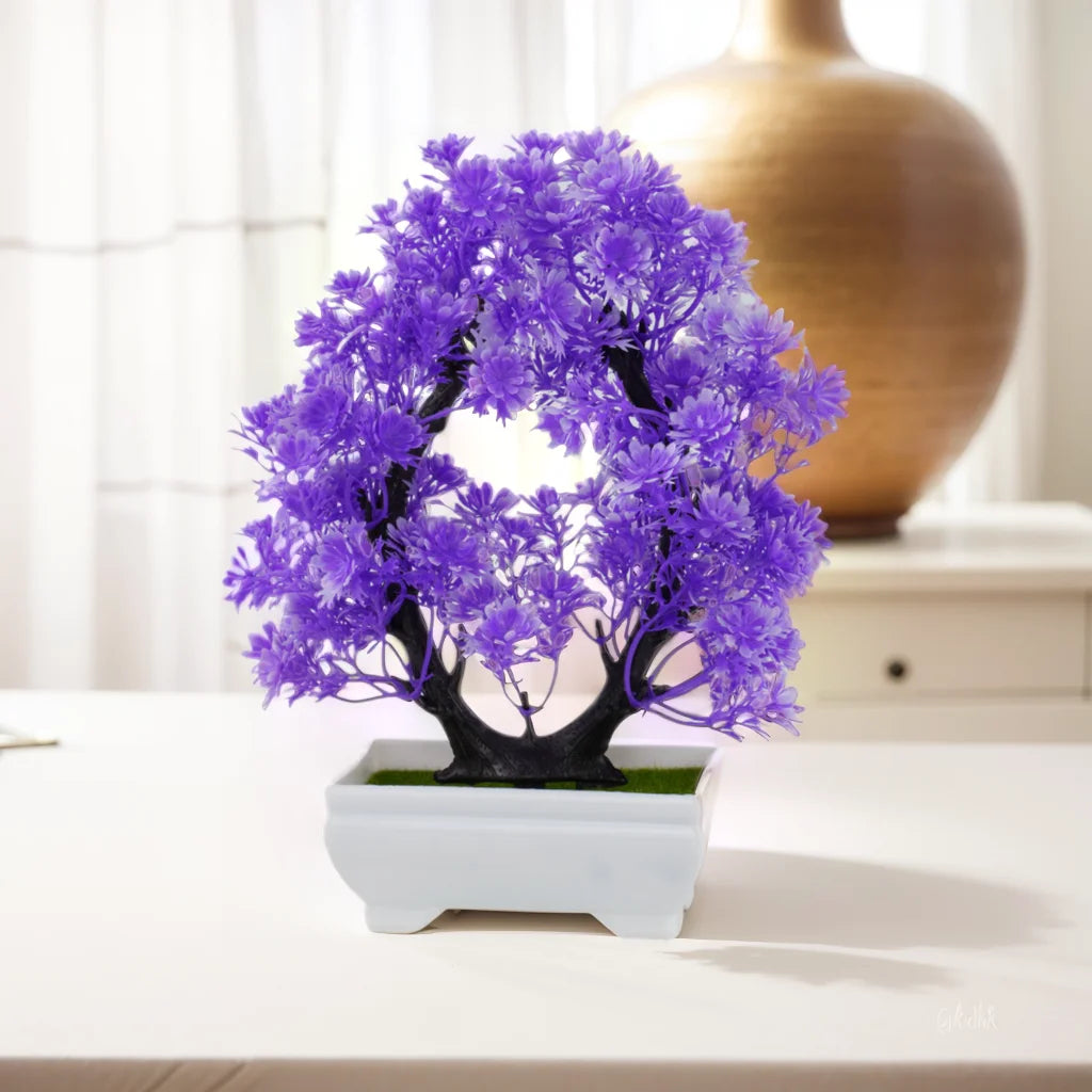 artificial bonsai plant ornament with pot, small plastic tree for home, office decor, party decoration, indoor desktop display, ideal for anniversaries and exhibitions