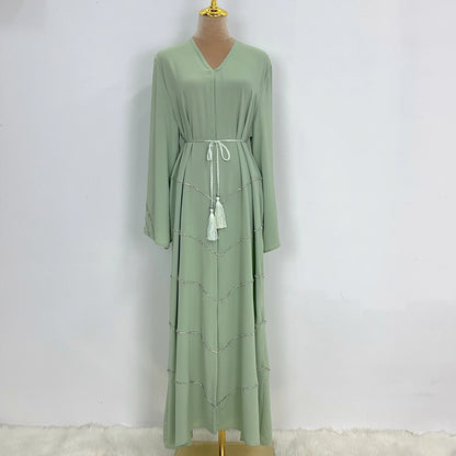 Dubai 2024 Luxury Opened Kimono Abaya Long Loose Dress Prayer Garment for Women - Elegant Party Kaftan, Modest Islamic Fashion, Spring Summer Wear, Sizes S-XXL