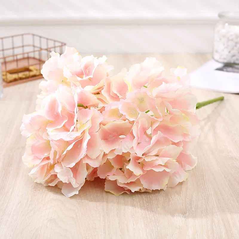 silk hydrangea artificial bouquet, decorative floral arrangements, pink white blue purple blooms for bridal shower, indoor wedding centerpieces, home decor