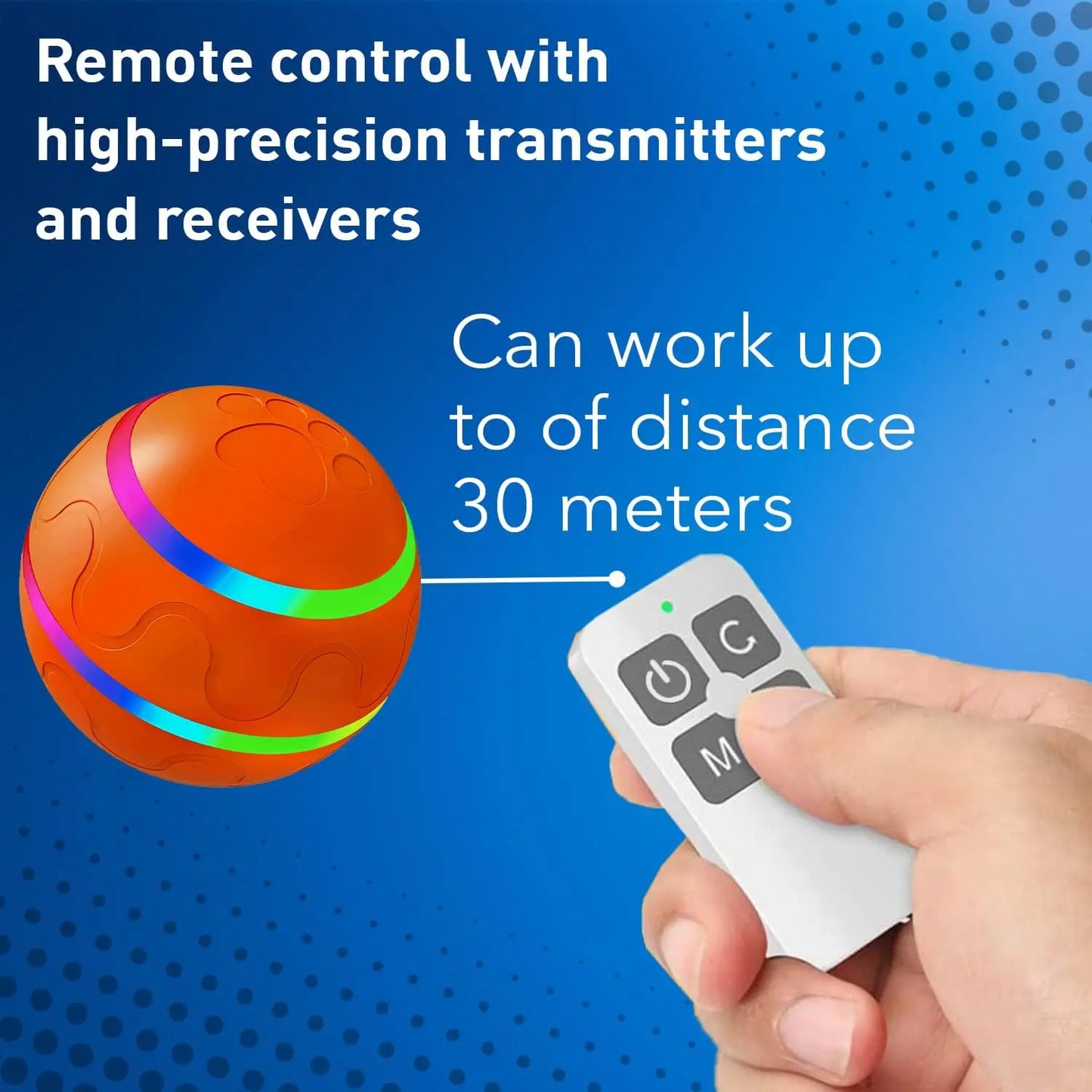 interactive pet toy ball, remote-controlled with motion activation, durable exercise ball for dogs of all sizes, indoor outdoor fun for active and engaging dog playtime