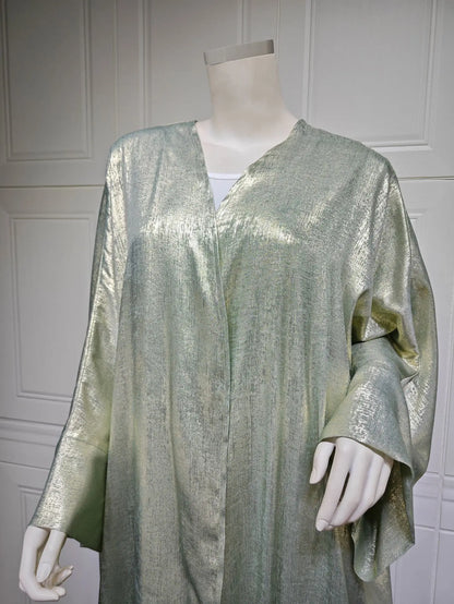 Shiny Satin Batwing Abaya Caftan Femme Open Abayas Luxury Kaftan for Women Dubai Turkey Kebaya Outfit Robe Clothing Musulmane - Elegant and Stylish Fashion
