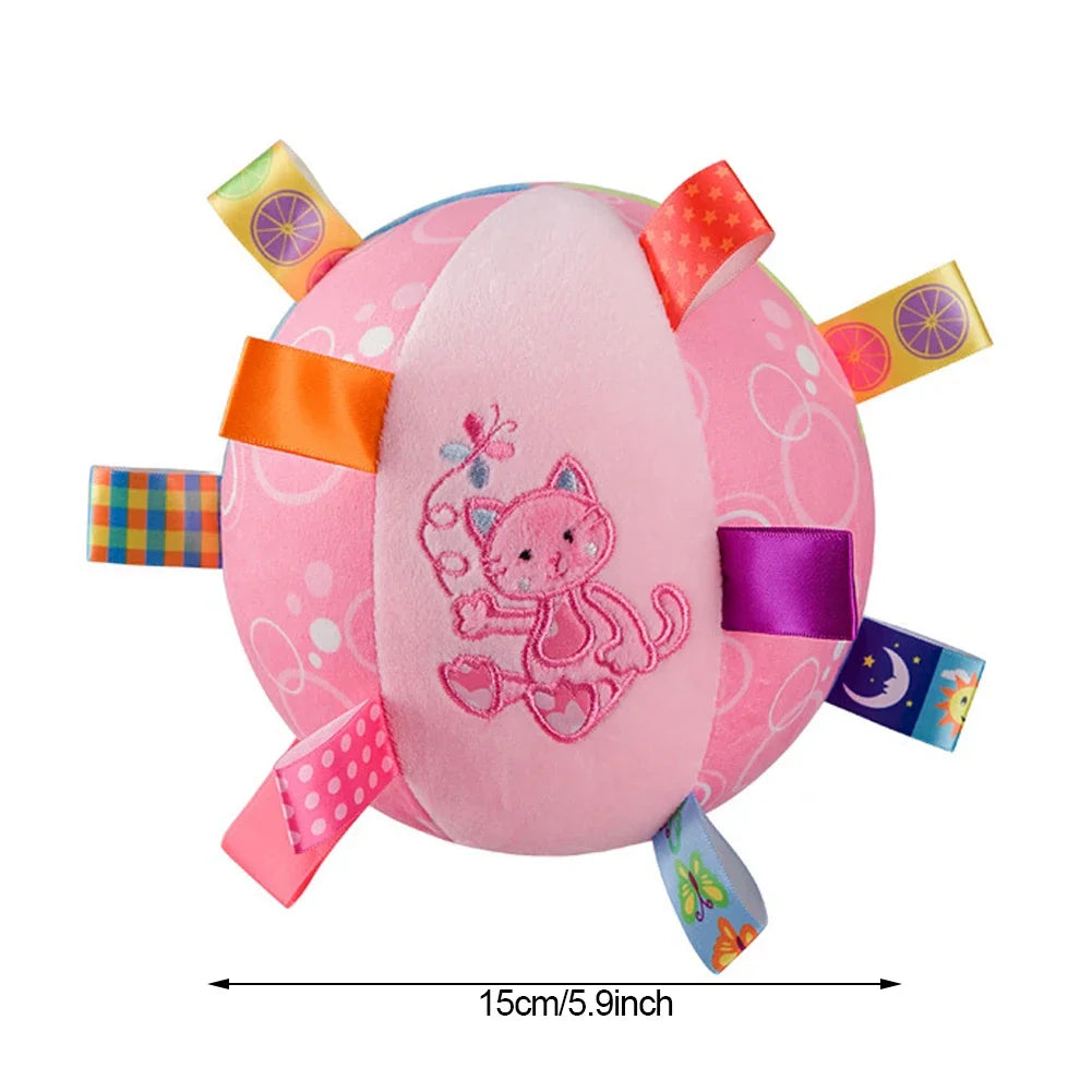 interactive chew-resistant dog ball toy, velvet plush with bell & handle, durable pet toy for training, tug-of-war, fetch, stress relief, ideal for all breeds & sizes