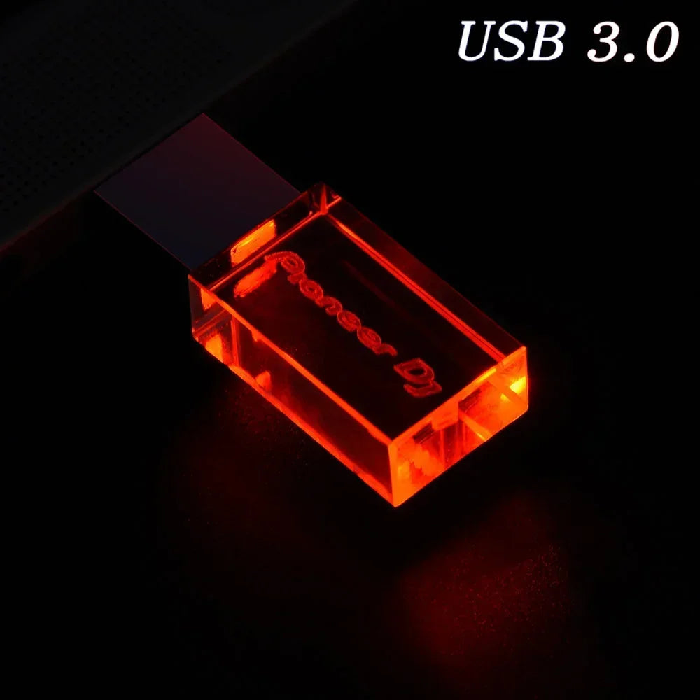 usb 3.0 flash drive with led lighting - 64gb 32gb 16gb, high-speed crystal memory stick for computers, colourful led usb stick, ideal for business gifts