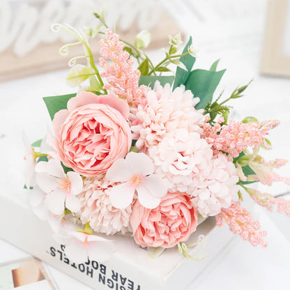 Silk Peony Bouquet Artificial Flowers for Weddings, Home, Garden Decoration, Floral Arrangements, Valentine's, Birthday or Anniversary Gifts, 30cm Long - 6 Colours Available