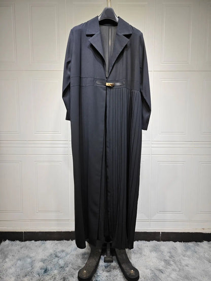 Abaya Dubai Luxury Elegant Arabian Kaftan Coat Black White Cardigan for Women - Stylish Modest Wear for Formal & Casual Occasions in High-Quality Ice Silk