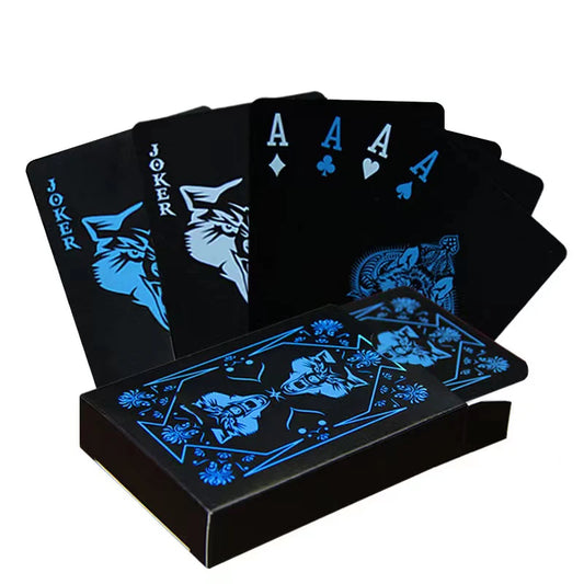 Black Waterproof Plastic PVC Playing Cards Sets Wolf Magic Tricks Gift for Poker, Family Game Nights, Outdoor Fun, Durable and Easy to Clean