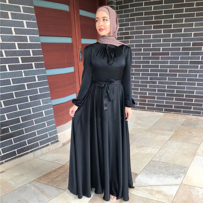 muslim women abaya woman dubai luxury turkey dresses evening dress long robe satin musulmane traditional arabic attire for all seasons