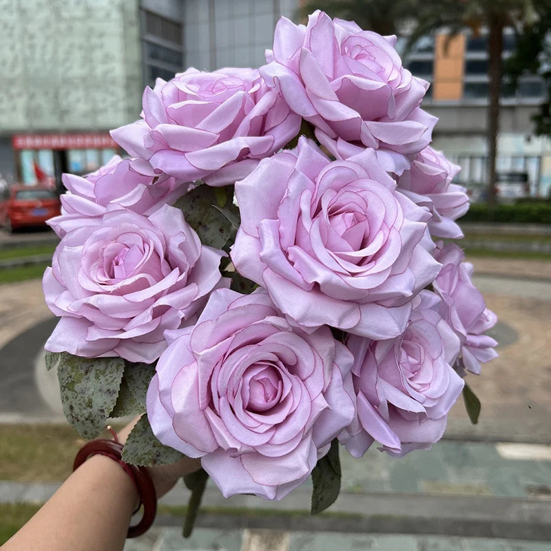 9 heads diamond rose artificial floral bride bouquet wedding flower wall accessories party gift home decor photo props decor