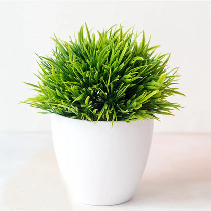Artificial Bonsai Green Plant, Plastic Potted Grass Ball for Home, Office, Party, Festive Desktop Decoration, Ideal for Outdoor Anniversaries and Exhibitions