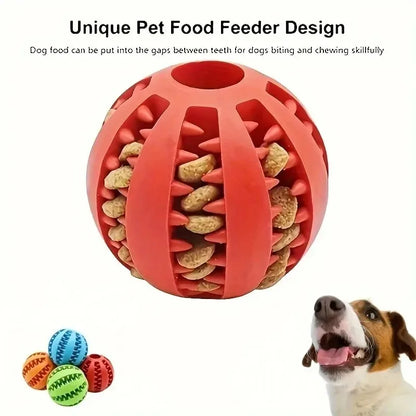 Interactive Rubber Dog Toy Ball - Non-Toxic, Bite & Chew Resistant - Cleans Teeth, Dispenses Treats - Durable Training & Play Accessory for Small Dogs