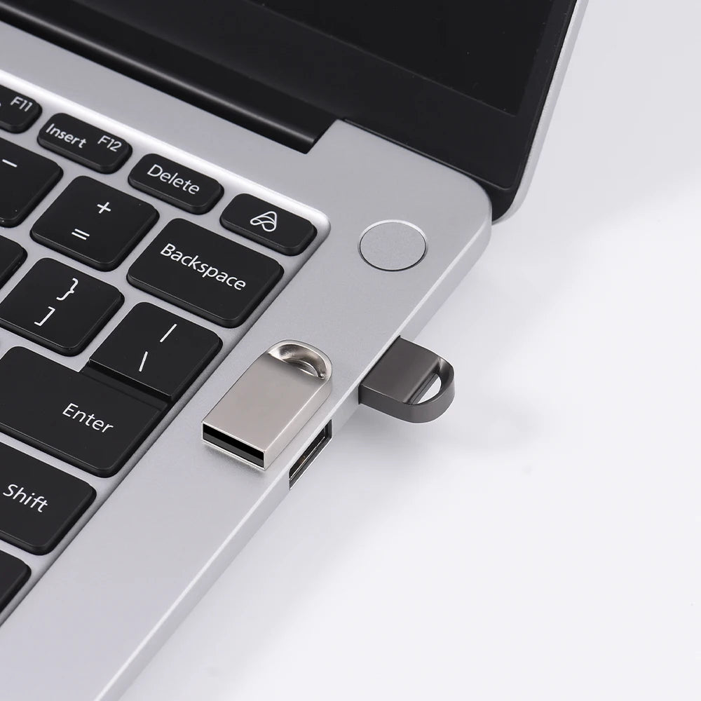 mini metal usb flash drive 128gb - silver waterproof memory stick for laptop, car, tv - creative gift with free key ring - multiple capacities available