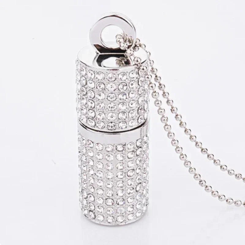 jaster crystal usb 2.0 flash drive 128gb  pen drive 64gb  blue pink memory stick 32gb crystal necklace creative birthday gift