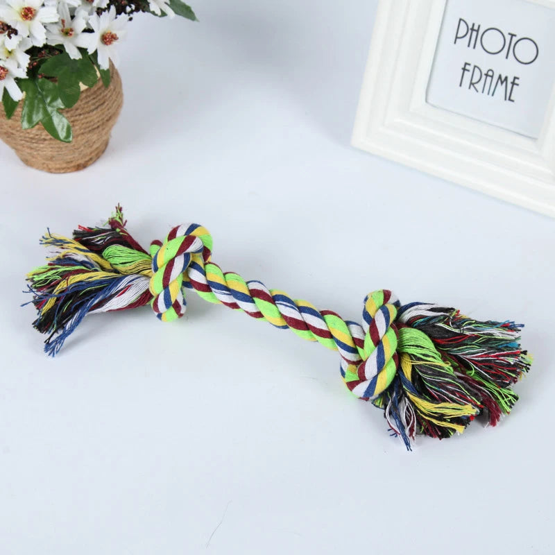 pet chew rope toy for dogs & cats, linen knot design, promotes dental health, ideal for teething, interactive play, vibrant colours, tug-of-war & fetch, durable & engaging