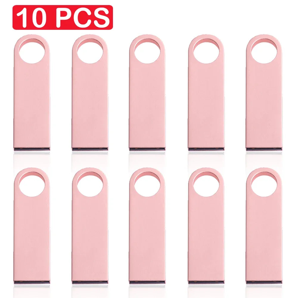 10 pcs lot mini metal usb flash drive 128gb creative business gift memory stick 64gb real capacity pen drive 32gb golden u disk