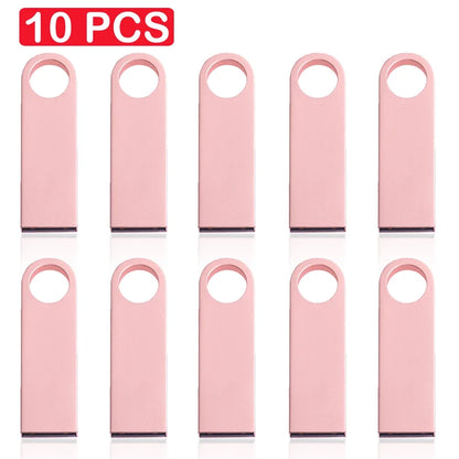 10 PCS LOT Mini Metal USB Flash Drive 128GB Creative Business Gift Memory Stick 64GB Real Capacity Pen Drive 32GB Golden U Disk