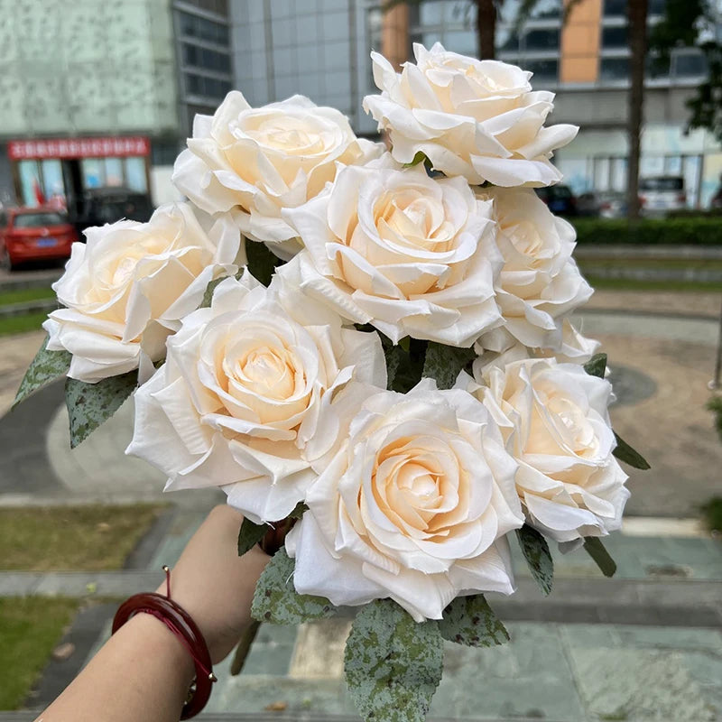 9 heads diamond rose artificial floral bride bouquet wedding flower wall accessories party gift home decor photo props decor