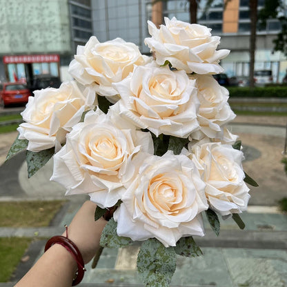 9 Heads Diamond Rose Artificial Floral Bride Bouquet Wedding Flower Wall Accessories Party Gift Home Decor Photo Props decor