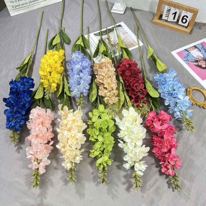 artificial hyacinth flowers violet silk green leaves for wedding anniversary party decor indoor home decoration