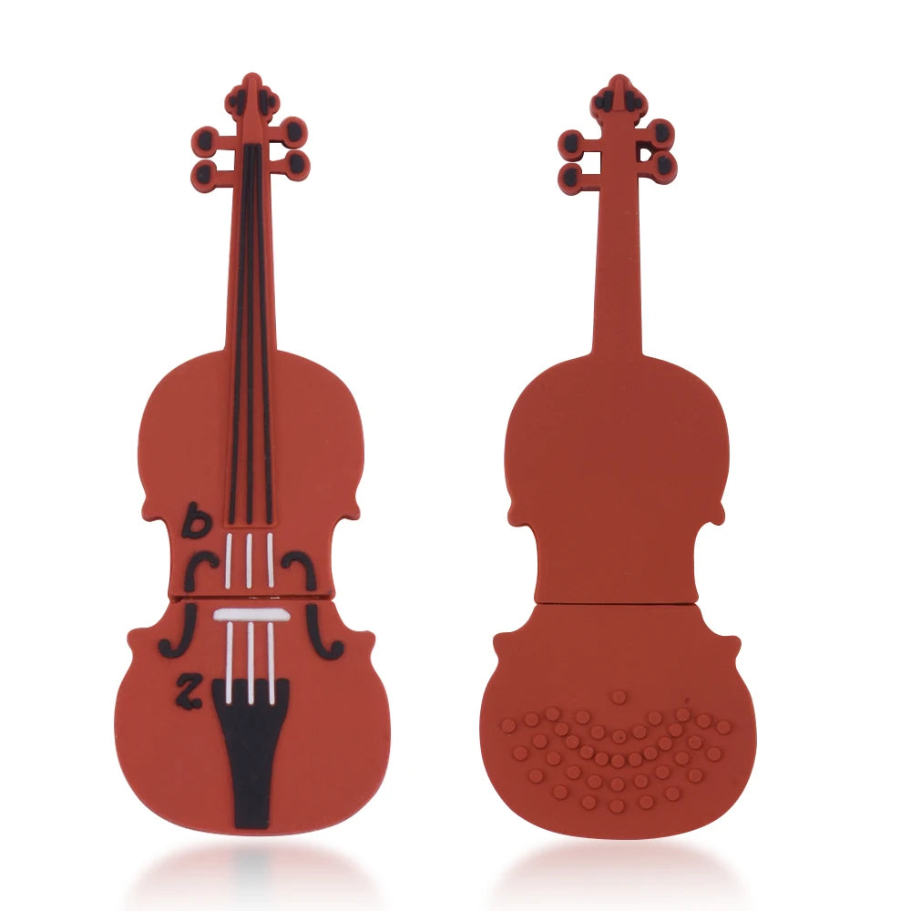 musical instrument usb flash drive 64gb/32gb/128gb silicone pen drive, piano guitar violin design, usb2.0 memory stick for data storage and transfer