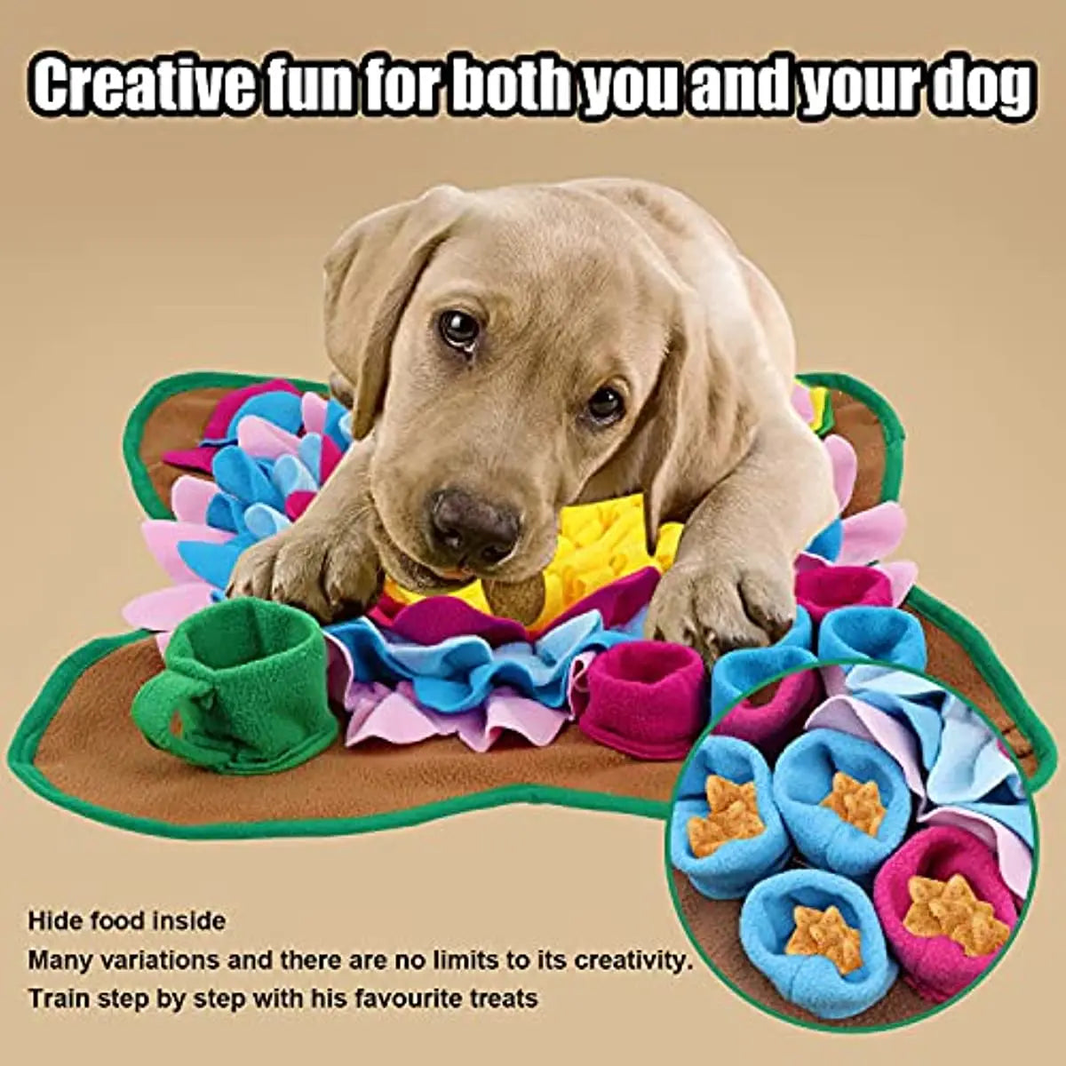 interactive pet snuffle mat for dogs and cats, fleece feeding blanket, anti-choking feature, mental stimulation, slow feeder training toy, enrichment activity pad