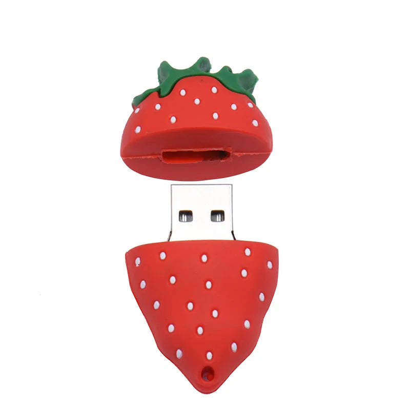 cartoon food usb flash drive 64gb memory stick - fun fruit design avocado, strawberry, banana, pineapple pen drive - creative gift for kids and adults