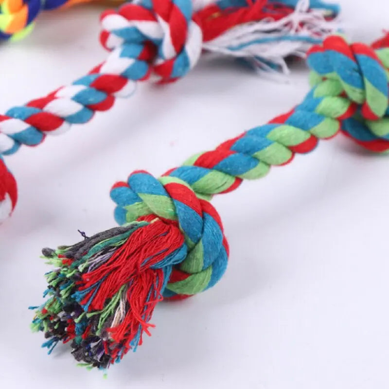 interactive cotton rope dog chew toy for small dogs, knot design, bite-resistant, promotes dental health, perfect for puppy play and teeth cleaning