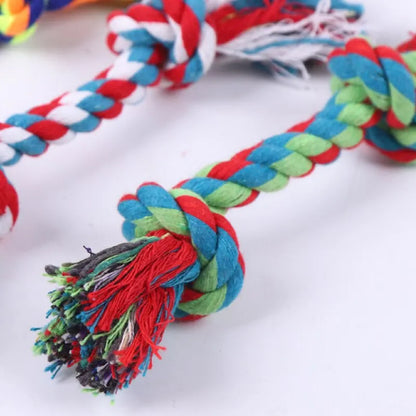 Interactive Cotton Rope Dog Chew Toy for Small Dogs, Knot Design, Bite-Resistant, Promotes Dental Health, Perfect for Puppy Play and Teeth Cleaning