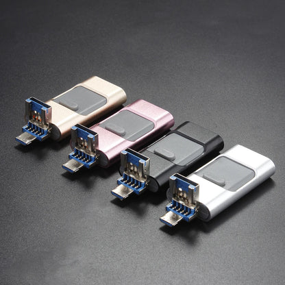 Rotatable USB 3.0 Flash Drive 3-in-1 Pen Drive Memory Stick 256GB 128GB for iPhone, iPad, Android, PC - Gold, Black, Silver, Rose Gold