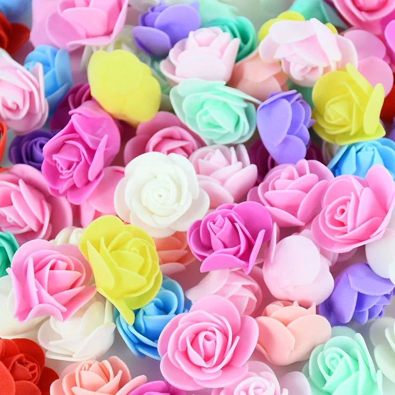 artificial foam rose flowers, 100/300pcs 3cm, diy craft supplies for wedding, valentine's day, bridal shower, home decor, indoor floral arrangements