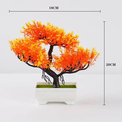 Miniature Artificial Bonsai Tree Ornament - Lifelike Desktop Pot Plant for Home, Office or Garden Decor - Low Maintenance Accent for Indoor or Outdoor Use
