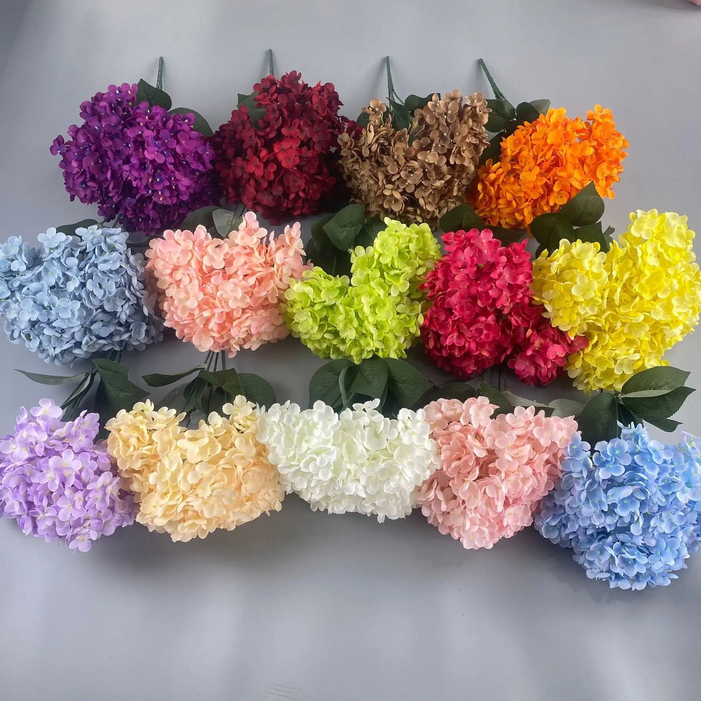 silk hydrangea bouquet, 5 heads artificial flowers for home decor, wedding, party, indoor decoration, perfect for anniversary, birthday, baby shower, bridal shower