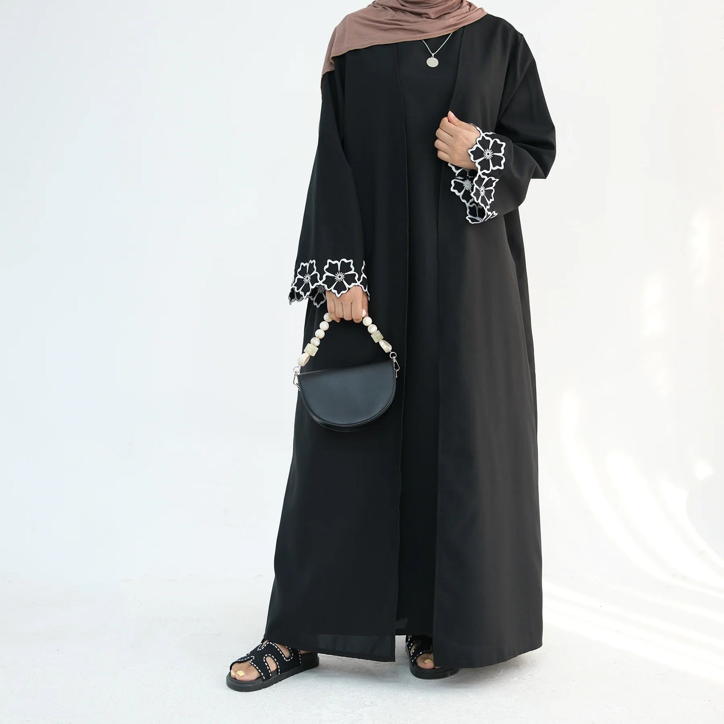 eid ramadan turkey morocco islamic coffee gray embroidery abaya dubai luxury muslim cardigan robe clothing for elegant style and comfort