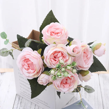 Silk Peony Rose Artificial Flower Bouquet for Wedding, Home Decor, Bridal Props, Indoor Events, Gift Arrangement, Photography Backdrop, Versatile Floral Accent