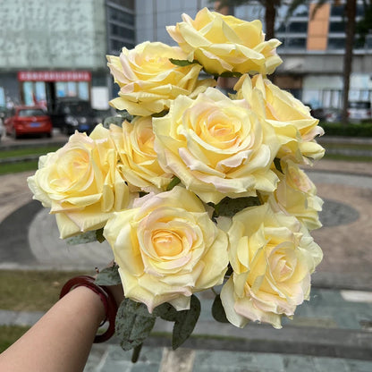 9 Heads Diamond Rose Artificial Floral Bride Bouquet Wedding Flower Wall Accessories Party Gift Home Decor Photo Props decor